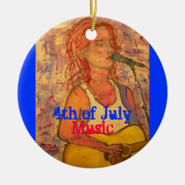4th of July Music Ceramic Tree Decoration (Front)