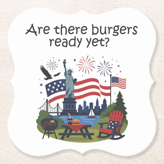 4th of July Napkins Paper Coaster (Front)