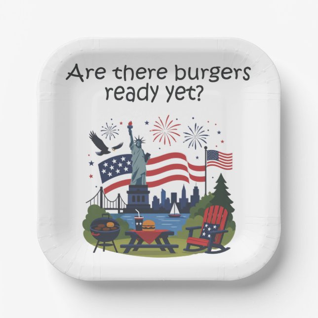 4th of July Napkins Paper Plate (Front)