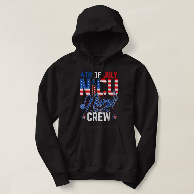 4th Of July NICU Nurse Crew American Flag Independ Hoodie (Design Front)