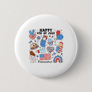 4th Of July Nicu Nurse Neonatal Intensive Care Uni 6 Cm Round Badge