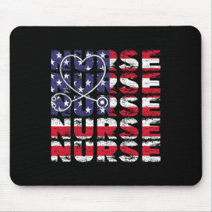 4th Of July Nurse American Flag Nursing Usa Patrio Mouse Pad