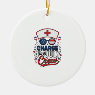 4th of July Nurse Crew Patriotic Medical Shirt Des Ceramic Tree Decoration