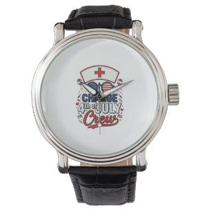 4th of July Nurse Crew Patriotic Medical Shirt Des Watch