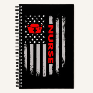4th Of July Nurse Usa Flag Notebook