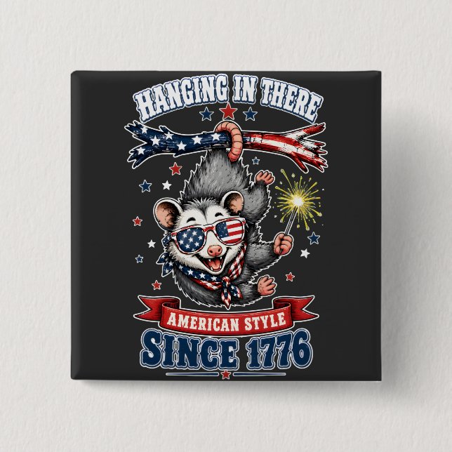​4th of July Opossum Hanging Button (Front)