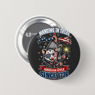4th of July Opossum Hanging Button