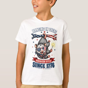 4th of July Opossum Hanging In There T-Shirt