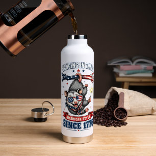 4th of July Opossum Hanging Water Bottle