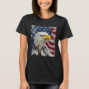4th of July Painting Bald Eagle American Flag USA  T-Shirt