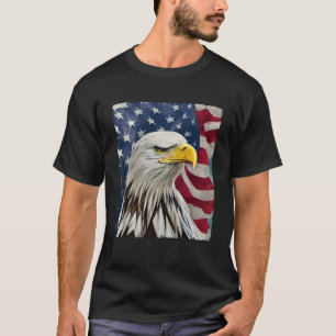 4th of July Painting Bald Eagle American Flag USA  T-Shirt