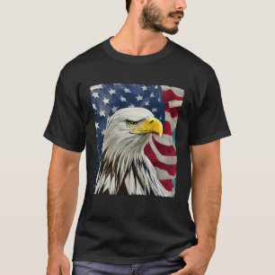 4th of July Painting Bald Eagle American Flag USA  T-Shirt
