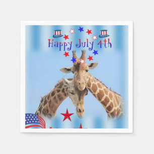 4th of July Paper Napkins Giraffe