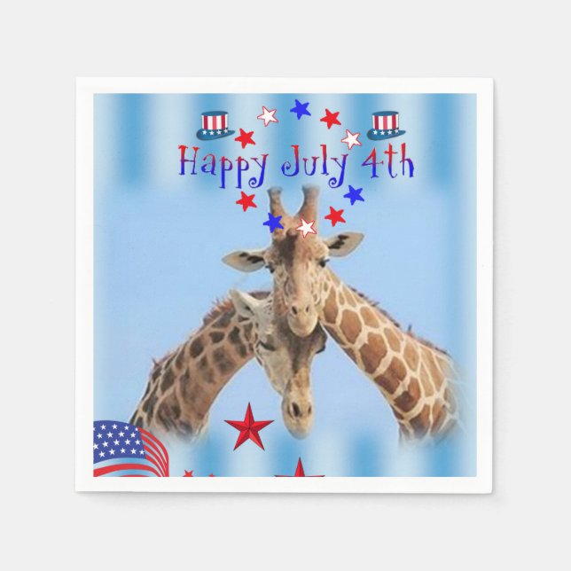 4th of July Paper Napkins Giraffe (Front)