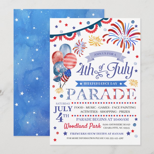 4th of July Parade Flyer Invitation (Front/Back)