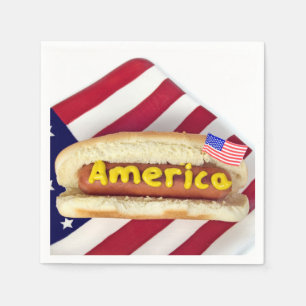 4th of July Party American Hot Dog Napkin