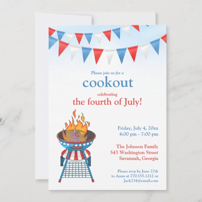 4th of July Party BBQ Invitation (Front)