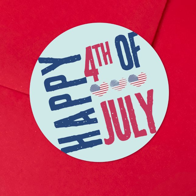 4th Of July Party Classic Round Sticker (4th Of July Party USA American Flag Classic Round Sticker )