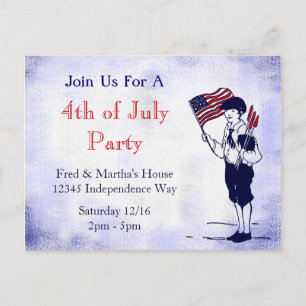 4th of July Party Custom Invitation Postcard