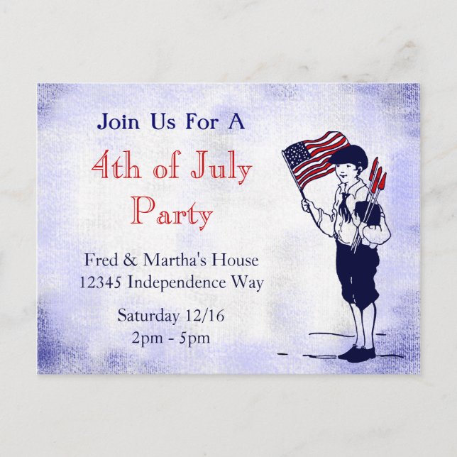 4th of July Party Custom Invitation Postcard (Front)
