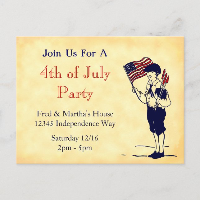 4th of July Party Custom Invitation Postcard (Front)