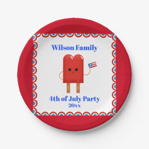 4th of July Party Cute Patriotic Popsicle Paper Plate
