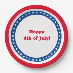 4th of July Party Decor Red White Blue Paper Plate