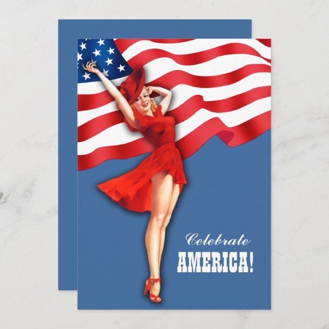 4th of July Party | Event Retro Pin-Up  Invitation (Front/Back)