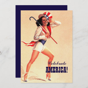 4th of July Party Event Retro Pin-Up Invitation