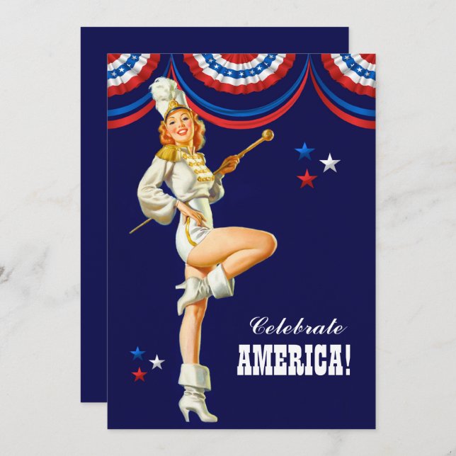 4th of July Party | Event Retro Pin-Up Invitation (Front/Back)