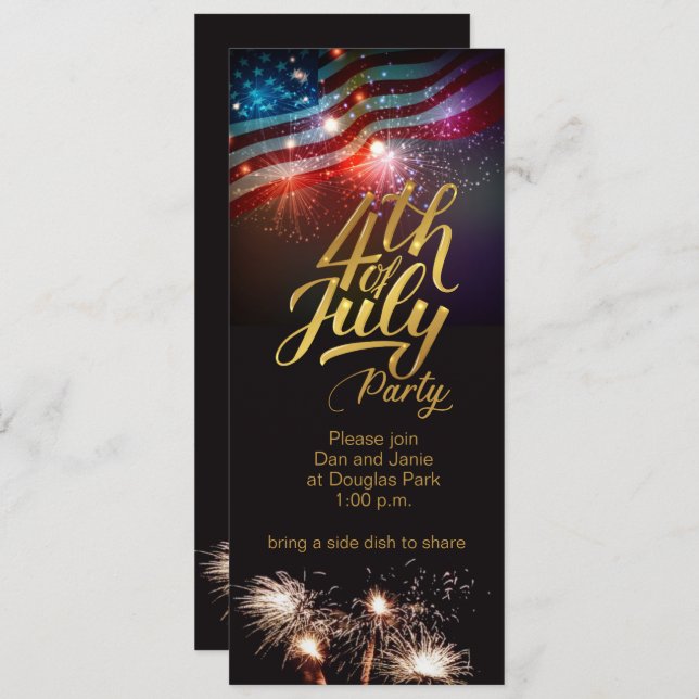 4th of july party fireworks invitation (Front/Back)