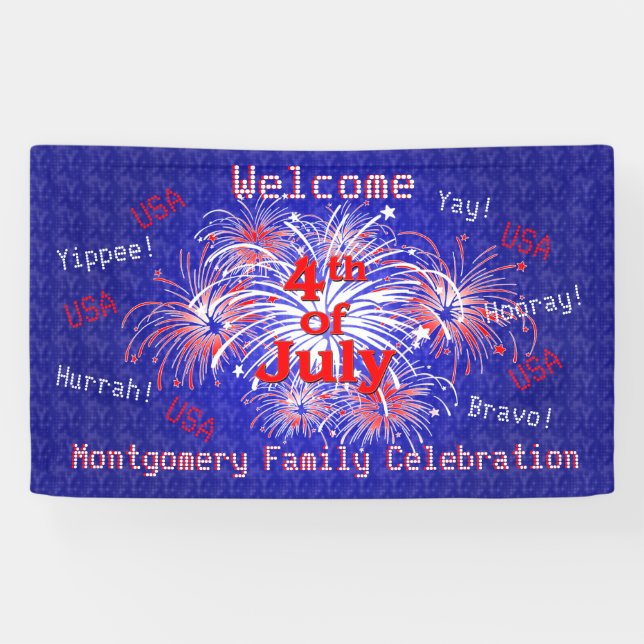 4th of July Party Fireworks Welcome Banner (Horizontal)