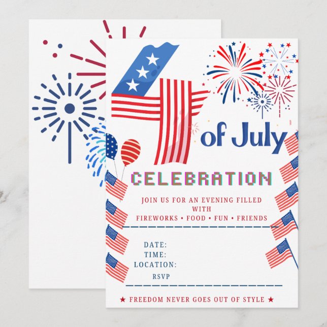 4th of July Party Invitation (Front/Back)