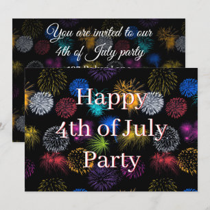 4th of July party invitation fireworks