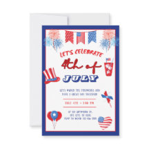 4th of July Party Invitation Fireworks Patriotic  