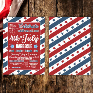 4th of July Party Invitation, Patriotic Barbecue  Invitation