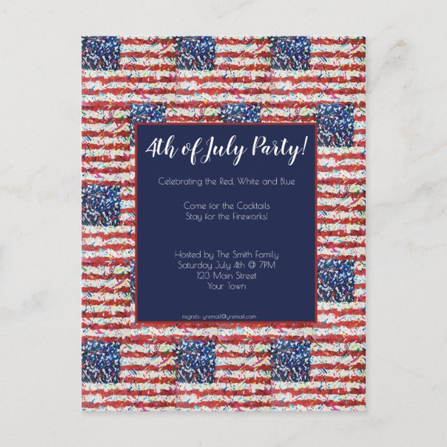 4th of July Party Invitation Postcard (Front)
