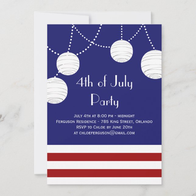 4th of July Party Lanterns Invitation (Front)