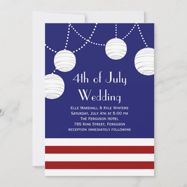 4th of July Party Lanterns Wedding Invitation (Front)