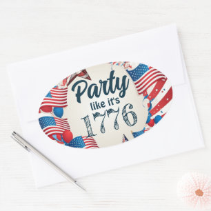 4th of July Party  Oval Sticker