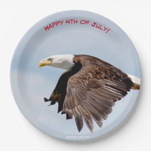 4th of July party paper plates with Bald Eagle