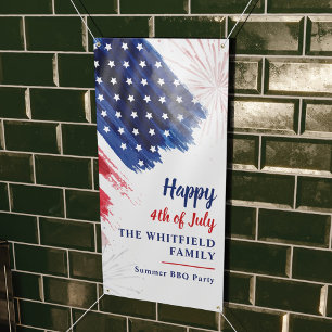 4th of July Party Parade Red White Blue Custom Banner