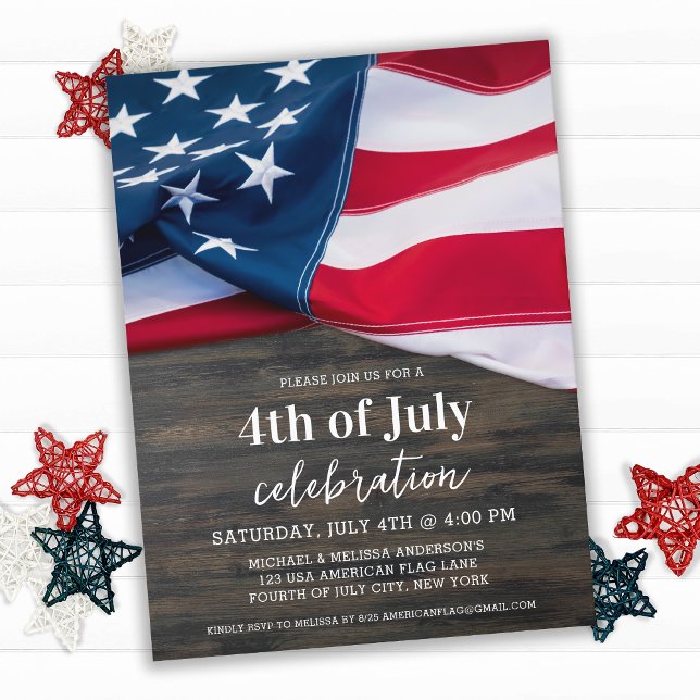 4th Of July Party Patriotic Flag Invitation Budget (Creator Uploaded)