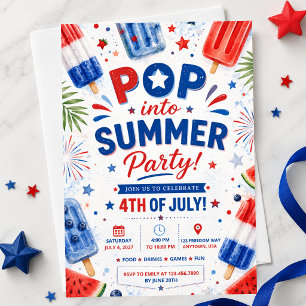 4th of July Party Pop Summer BBQ Independence Day Invitation
