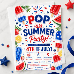 4th of July Party Pop Summer BBQ Independence Day Invitation