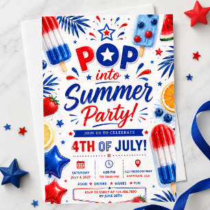 4th of July Party Pop Summer BBQ Independence Day Invitation