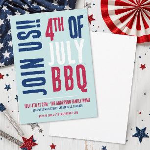 4th Of July Party Red White Blue Invitation