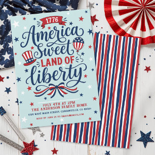 4th Of July Party Red White Blue Patriotic Invitation