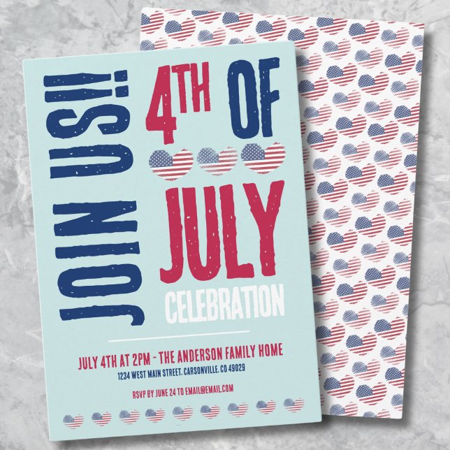 4th Of July Party Red White Blue Patriotic Invitation (4th Of July Party Red White Blue Patriotic Invitation)