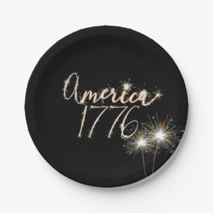 4th of July Party Sparkler 1776 Paper Plate